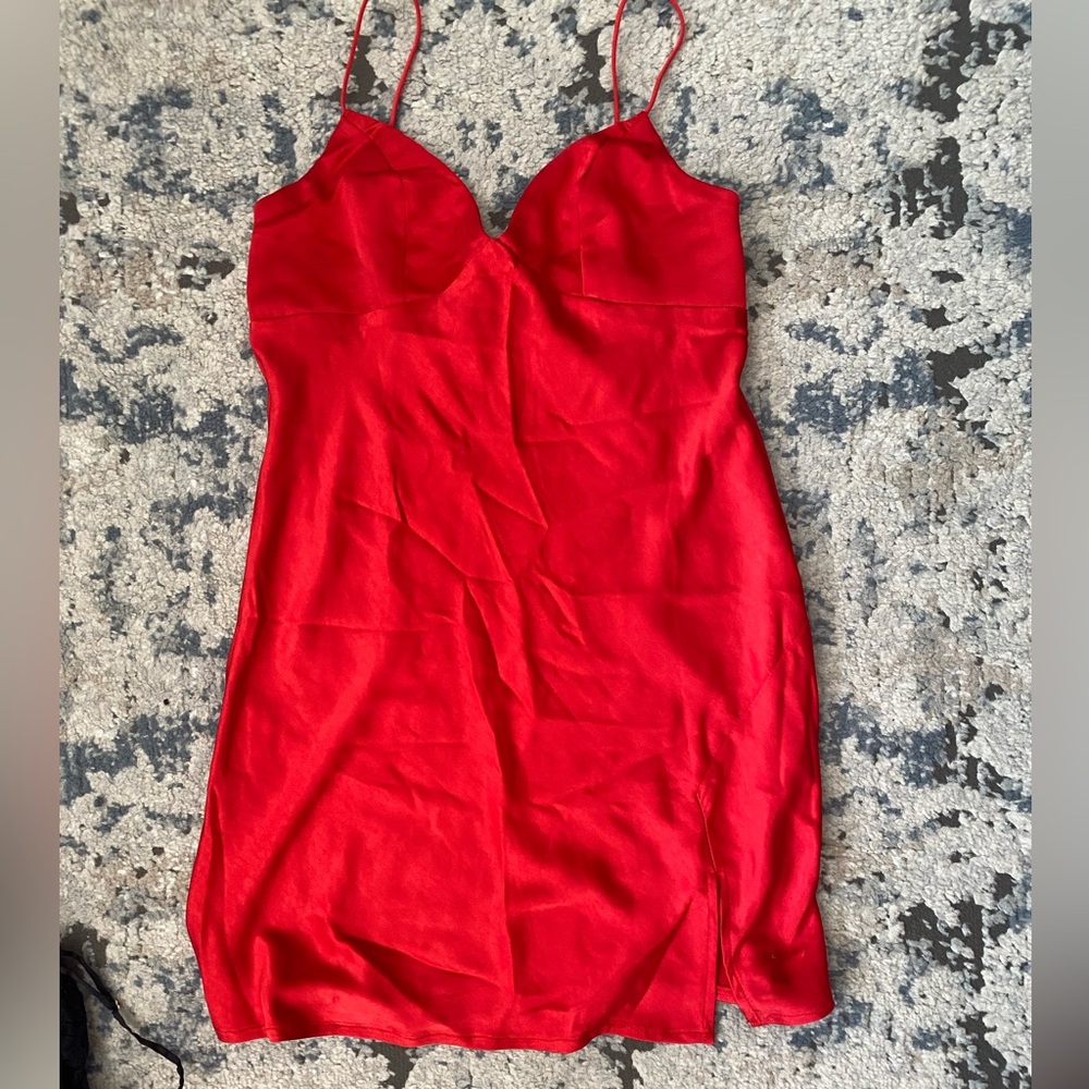 Slip/Satin Red Mini Dress